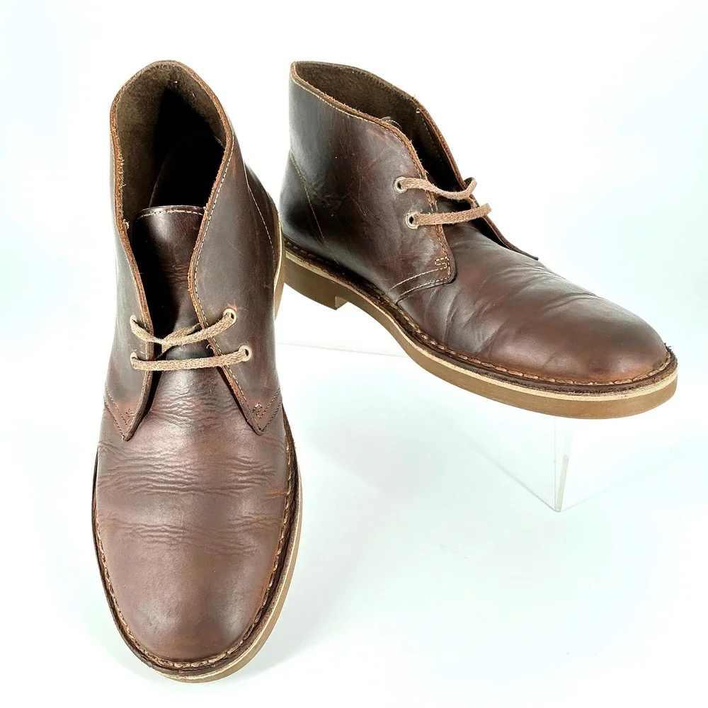 Clarks Size 8.5 Desert Boots Mens Brown Beeswax Leather Chukka